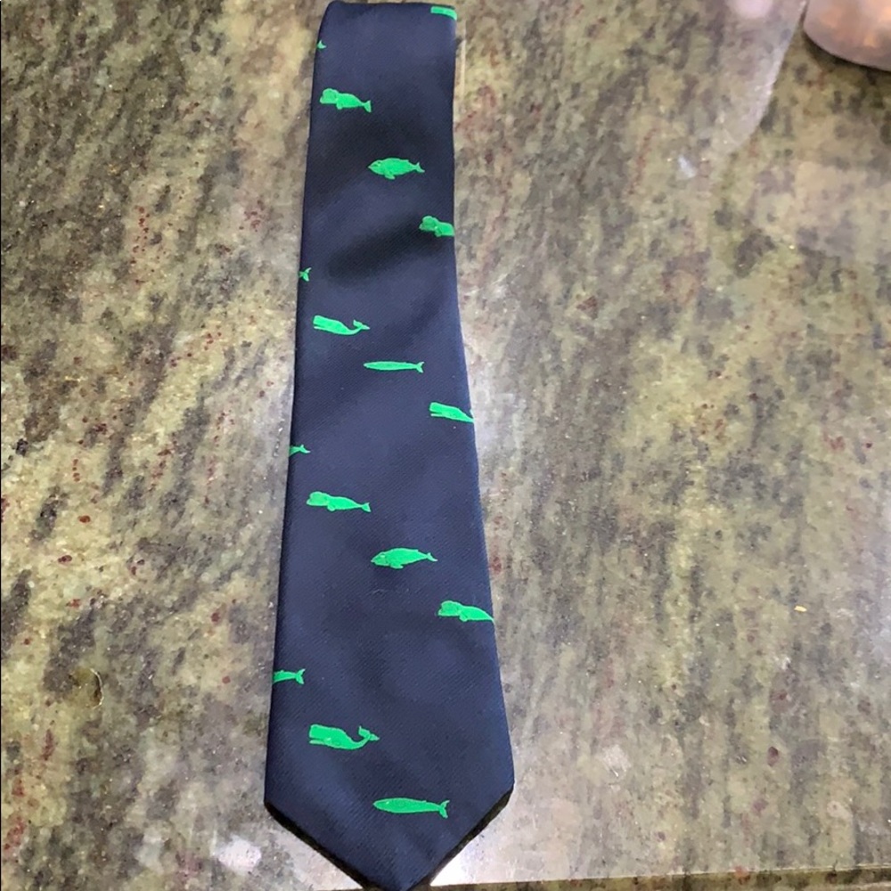 Men’s Dark Blue Tie with Humpback and Sperm Whales